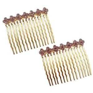NWT 2 Lavender 4 Leaf Flower Swarovski Crystal Gold Plated Hair Combs